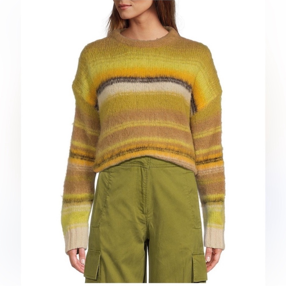 Every Fuzzy Stripes Crew Neck Long Sleeve Sweater Women XL Oversized Stylish